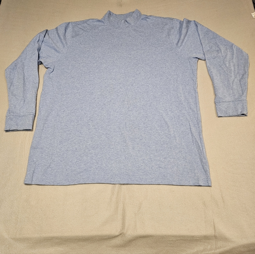Landsend Vintage Light Blue Long Sleeve Crop Turtleneck Shirt Size XXL